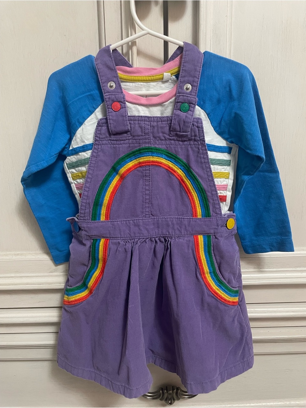 Mini Boden Rainbow Pinnie and Shirt, EUC, Size 2-3